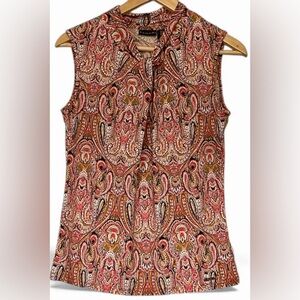 NWT TAHARI WOMAN SLEEVELESS BEAUTIFUL DESIGN BEAUTIFUL COLORS BLOUSE SMALL